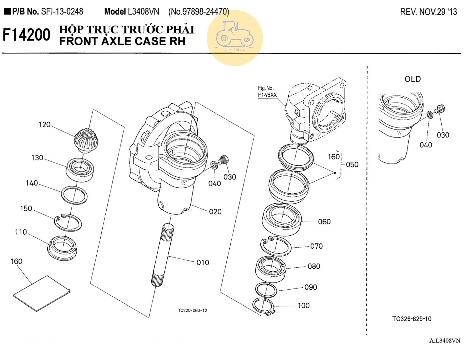 trục bánh xe trước bên phải